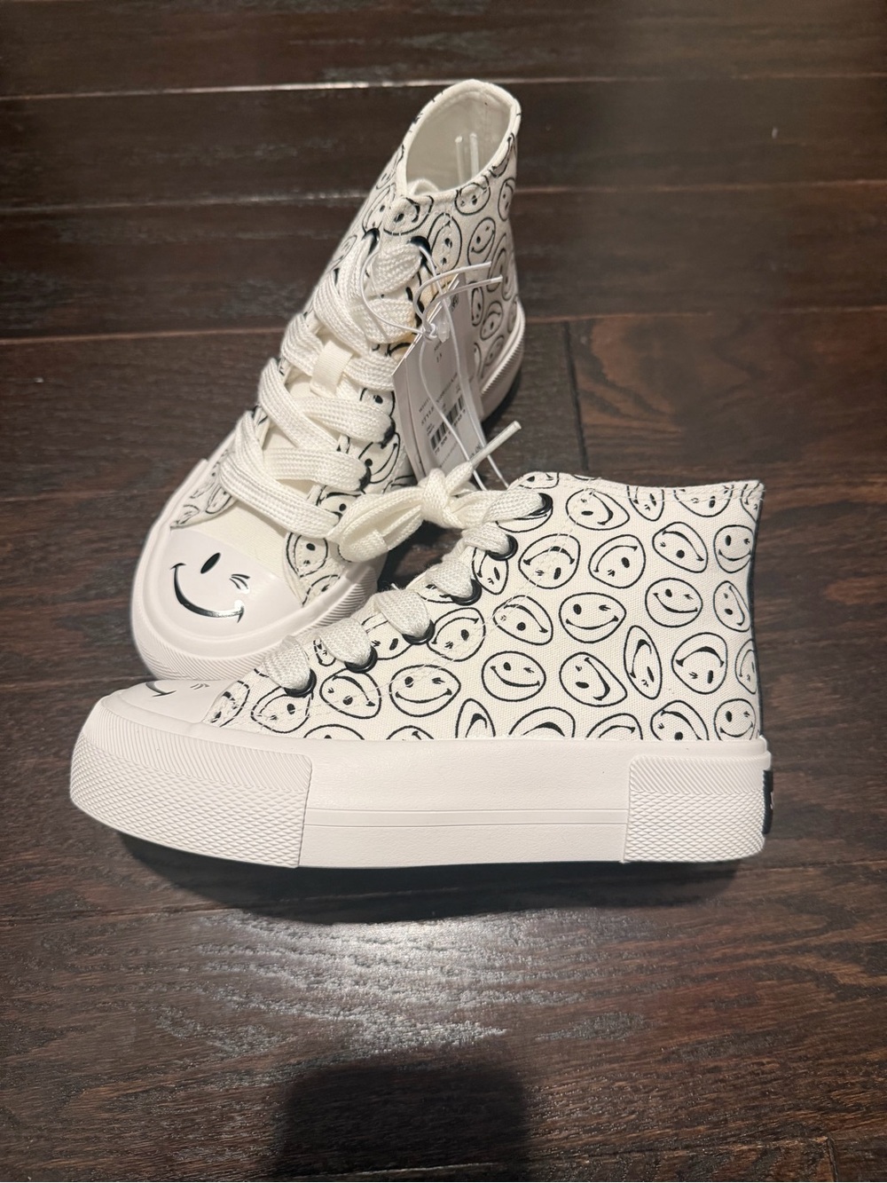 Joe Boxer White High-Top Sneakers with Smiley Print